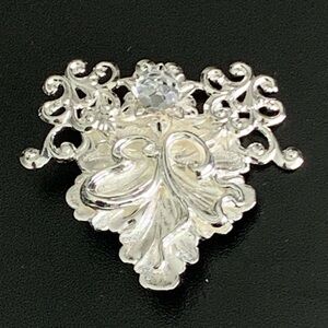Vintage Jane Silver Tone Brooch 1997 Floral Rhinestone